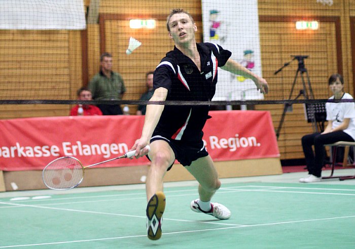 Dieter Domke beim Badminton-Länderspiel Deutschland - England in Erlangen, Foto: Frank Kossiski